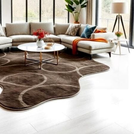 Handcrafted Brown Pattern Organic Modern Living Rug